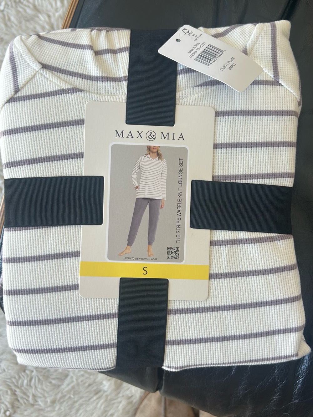 Max & Mia Women's Striped Waffle Knit Lounge Set - NWT - Dusty Plum